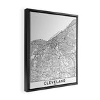 Cleveland White Map Framed Canvas Print Gallery Image 2