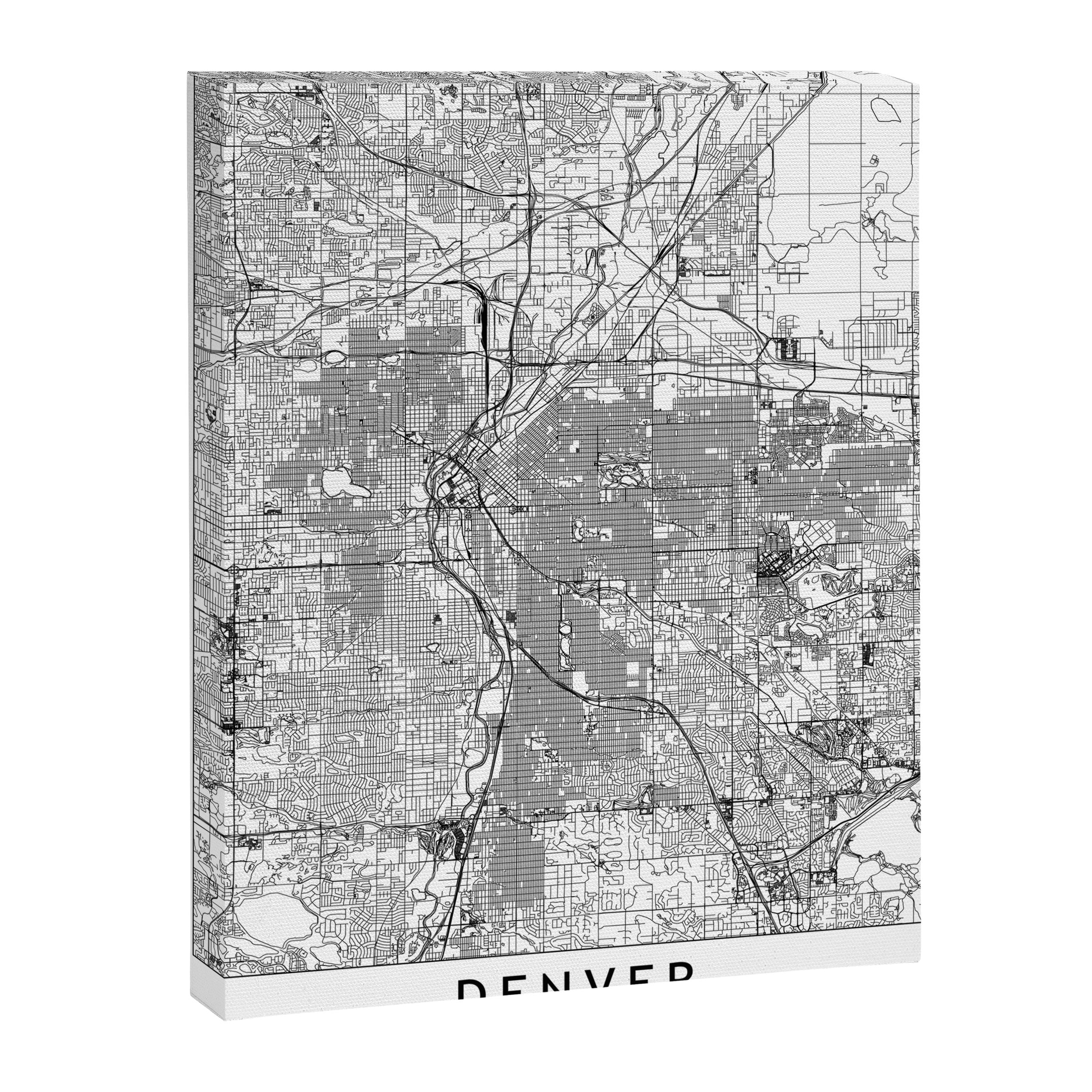 Denver White Map Canvas Print Gallery Image 6