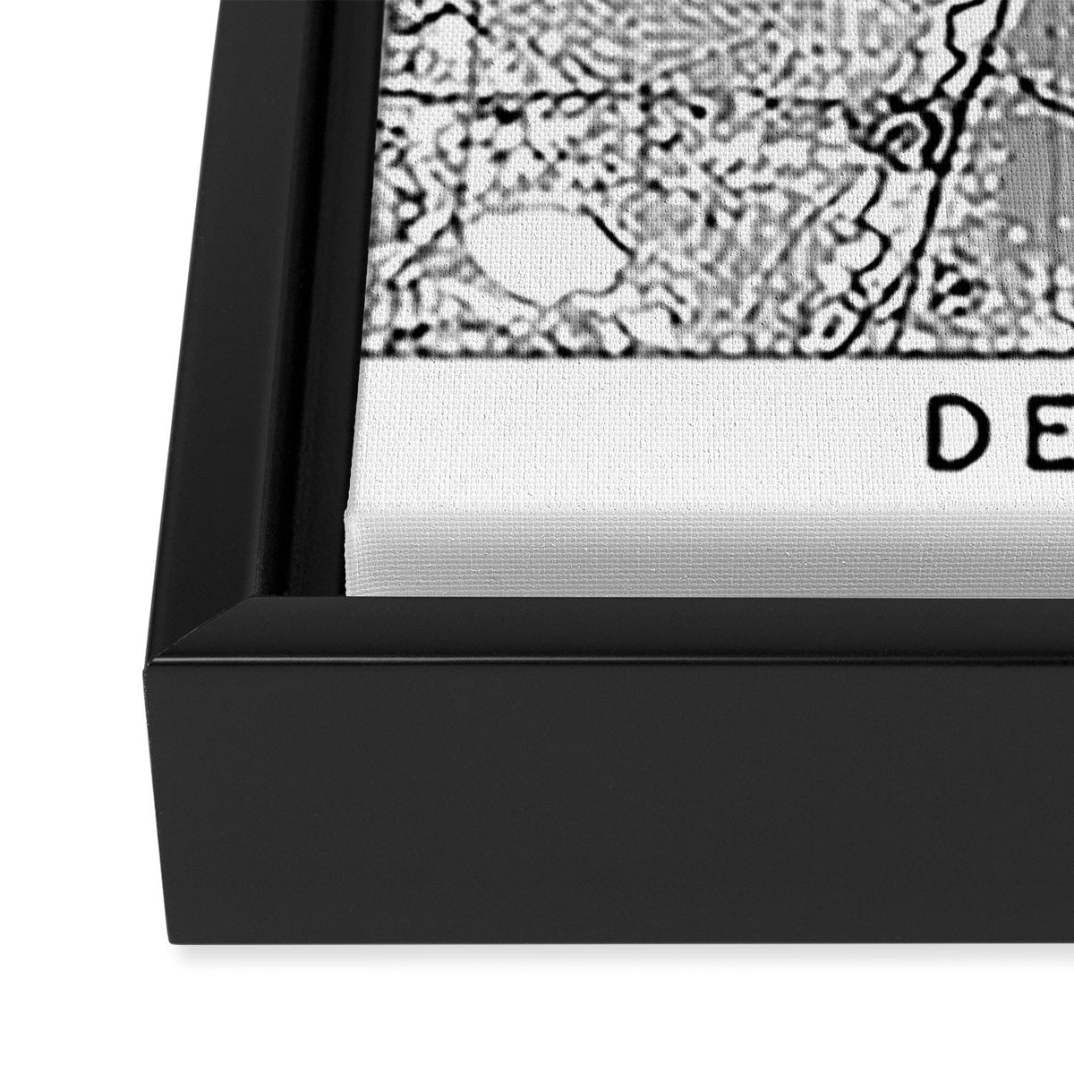Denver White Map Framed Canvas Print Gallery Image 3