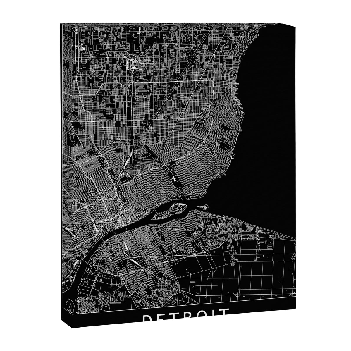Detroit Black Map Canvas Print Gallery Image 6