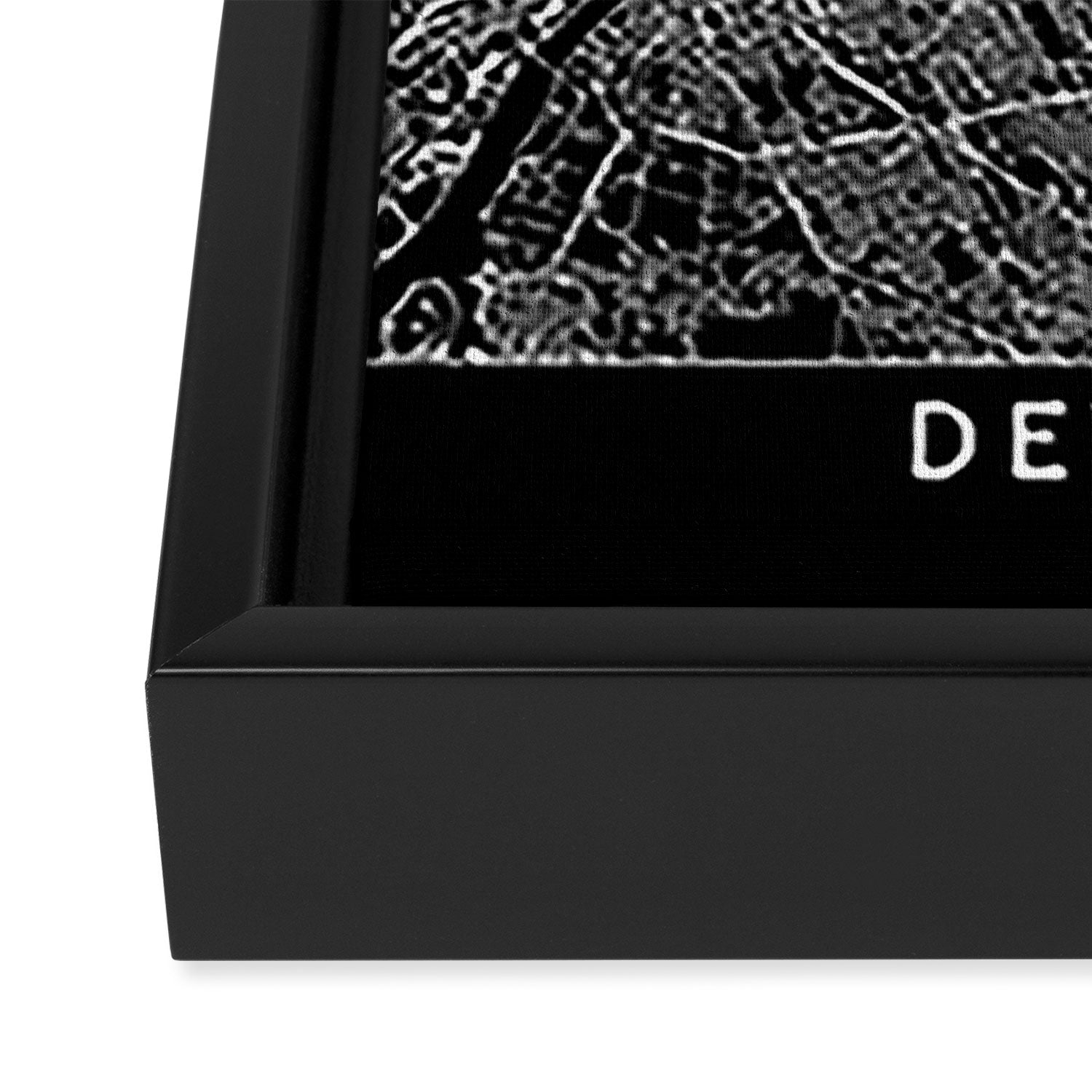 Detroit Black Map Framed Canvas Print Gallery Image 3
