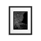 Detroit Black Map Framed Art Print Gallery Image 5