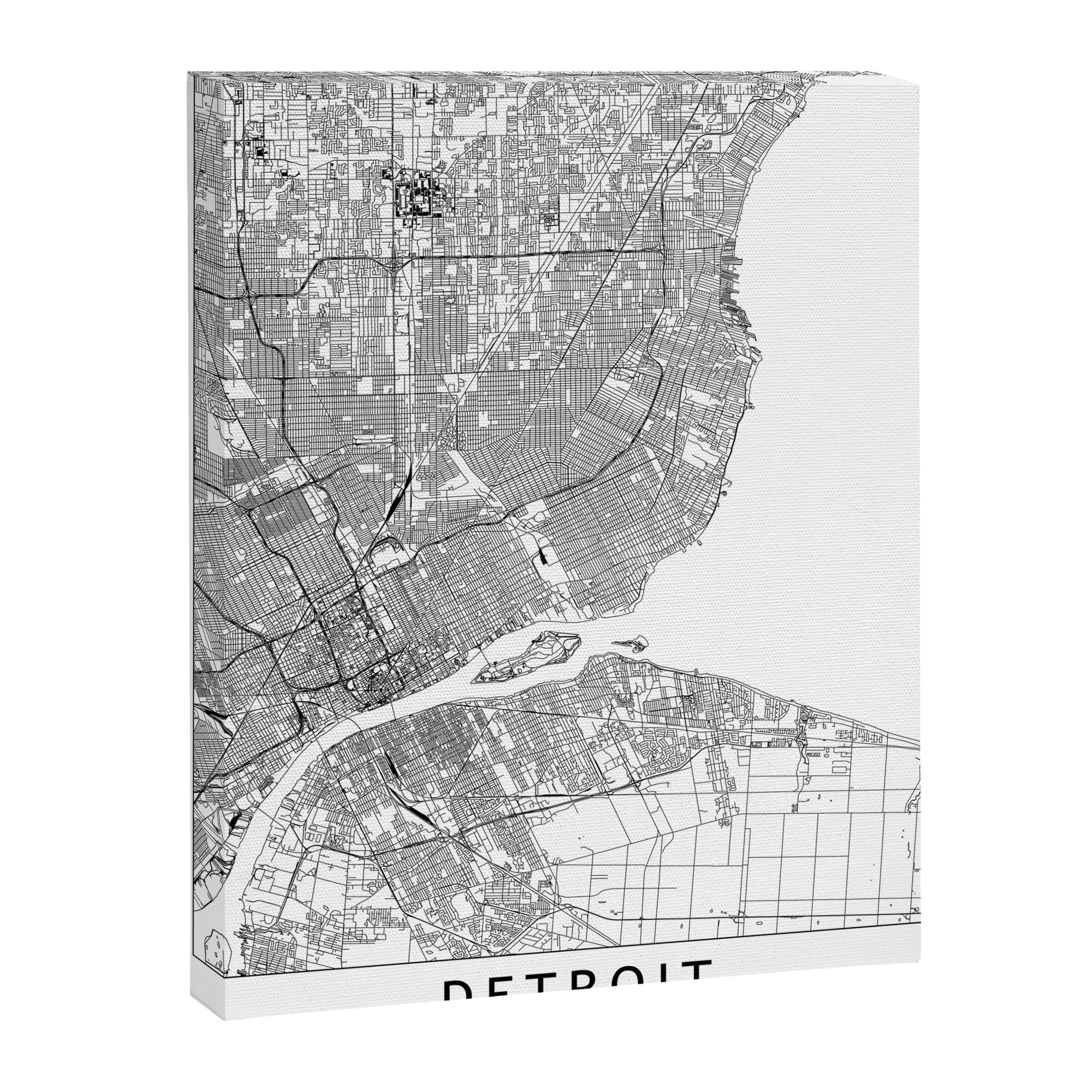 Detroit White Map Canvas Print Gallery Image 6