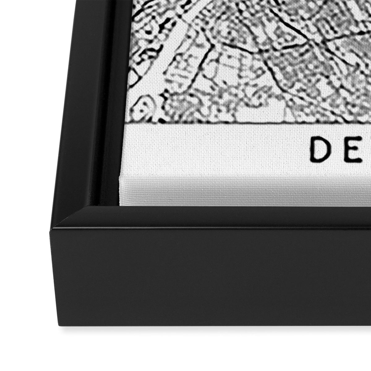 Detroit White Map Framed Canvas Print Gallery Image 3