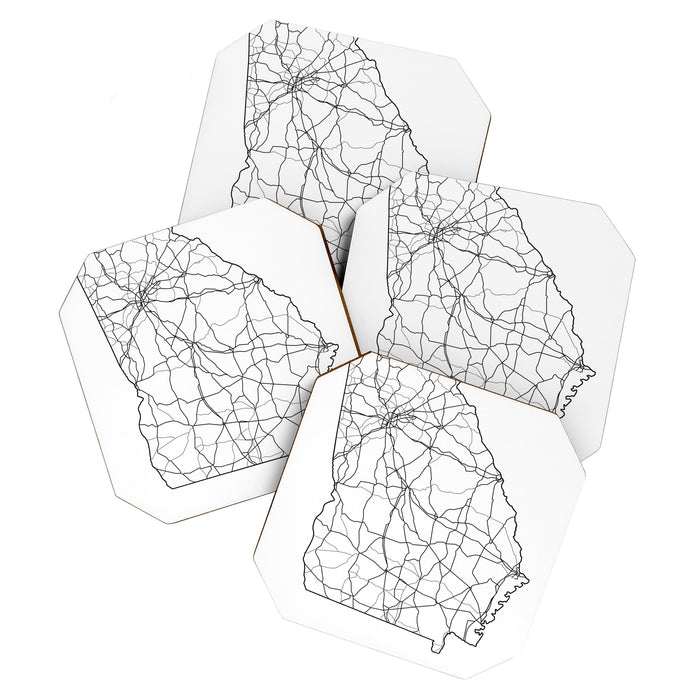 Georgia White Map Coaster Gallery Image 1