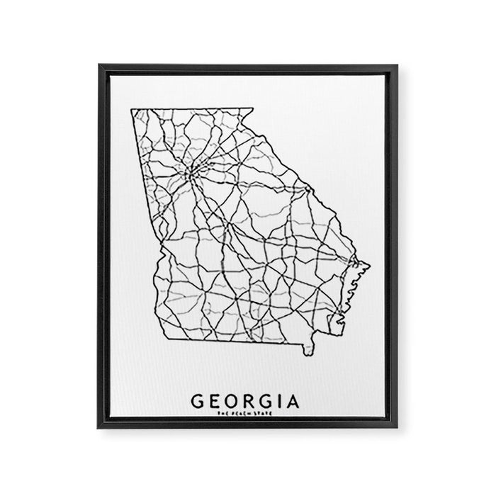 Georgia White Map Framed Canvas Print Gallery Image 1