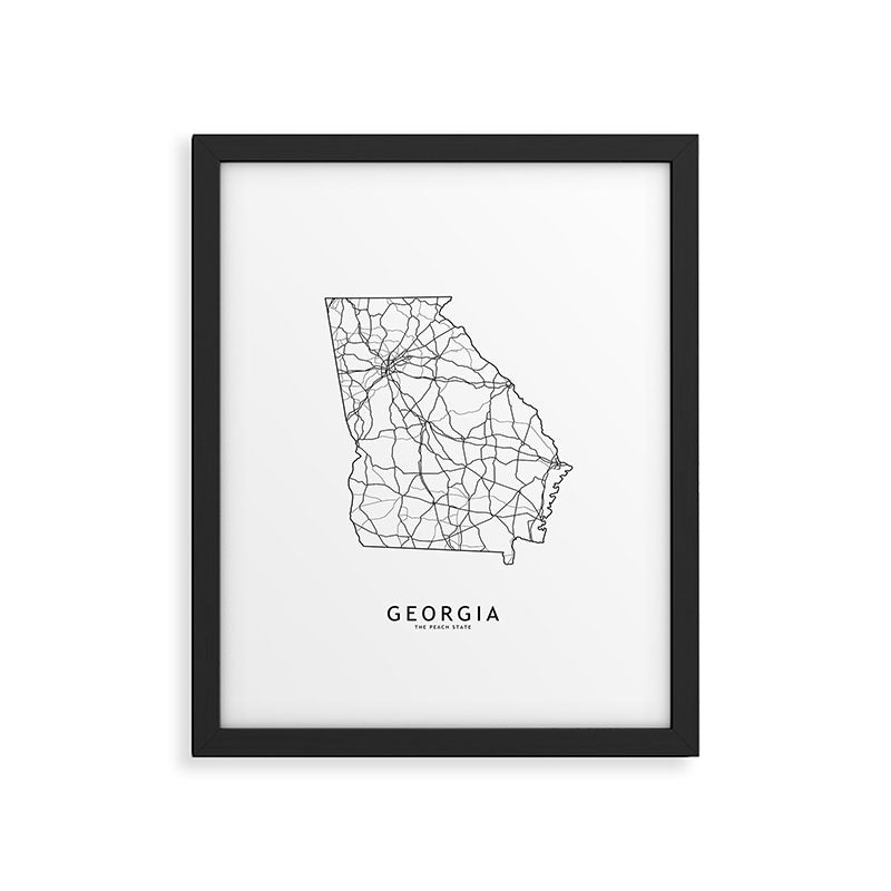 Georgia White Map Framed Art Print Gallery Image 5