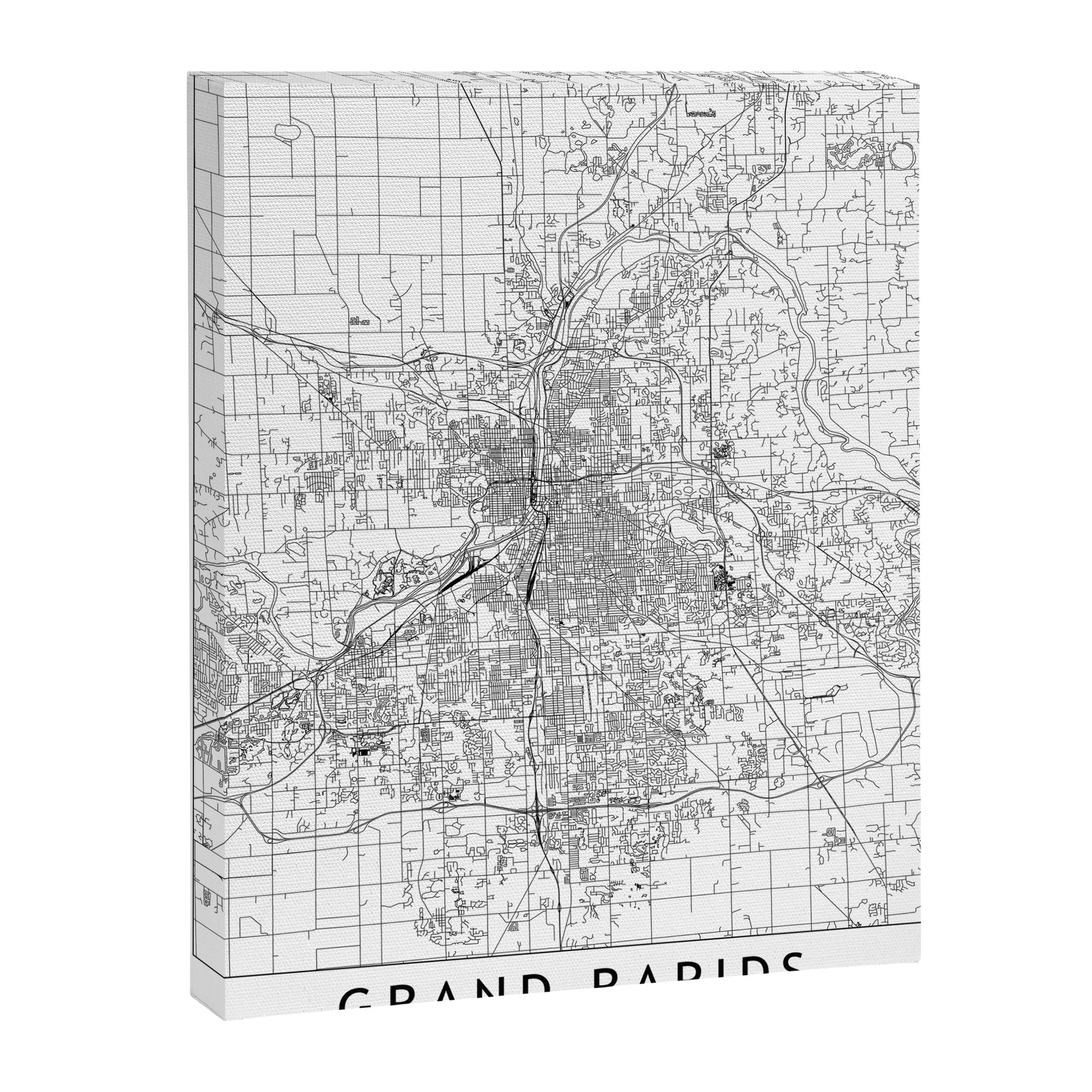 Grand Rapids White Map Canvas Print Gallery Image 6
