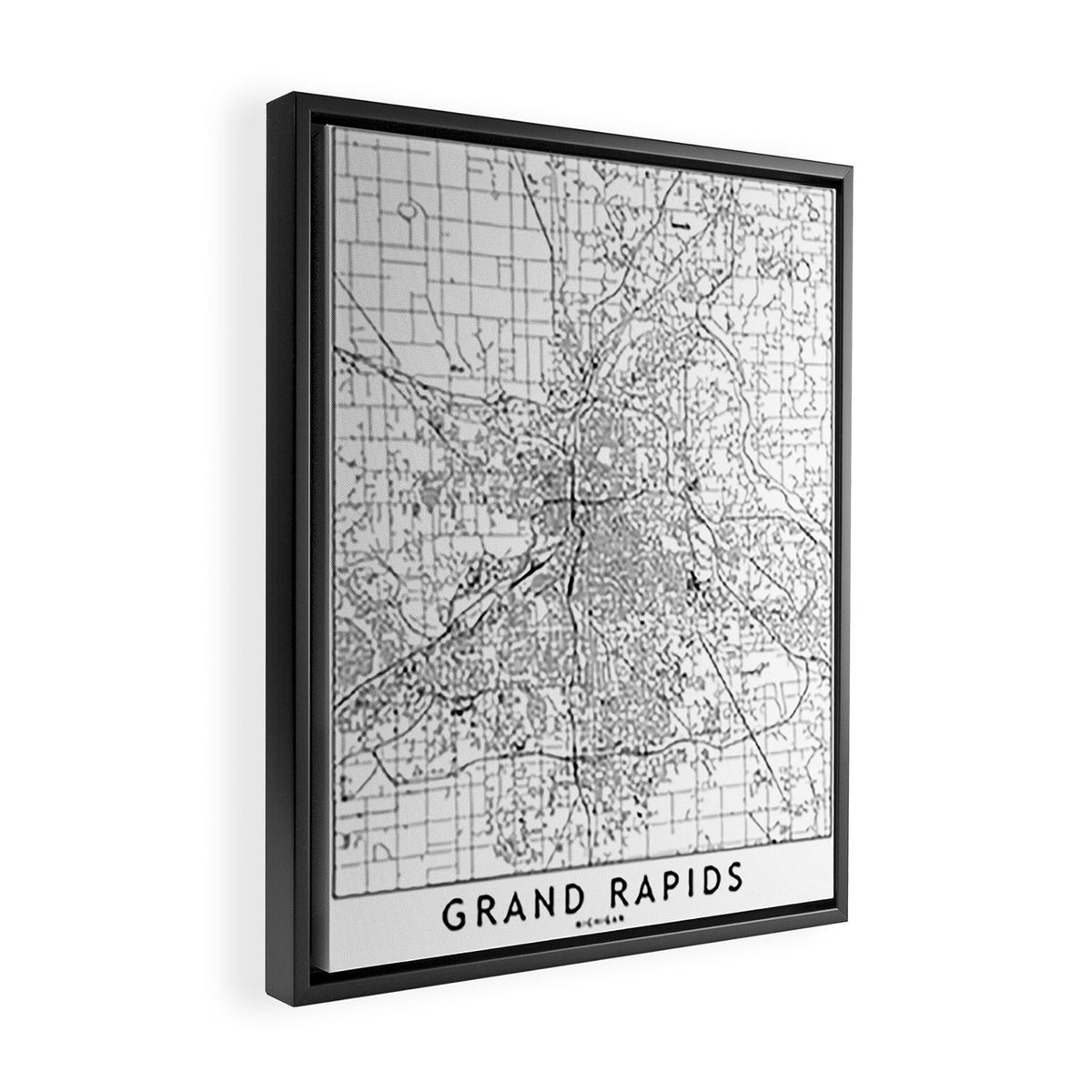Grand Rapids White Map Framed Canvas Print Gallery Image 2