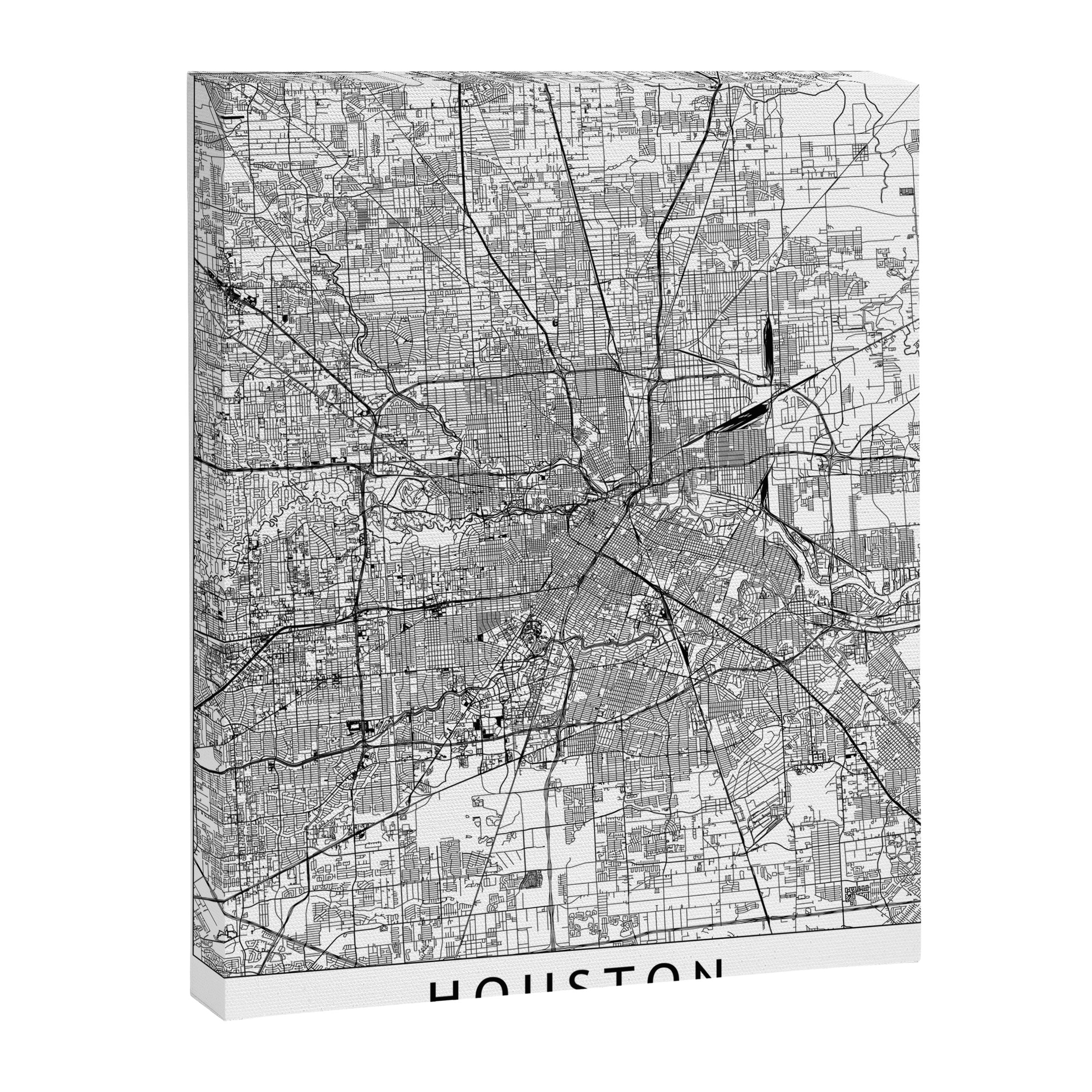 Houston White Map Canvas Print Gallery Image 6