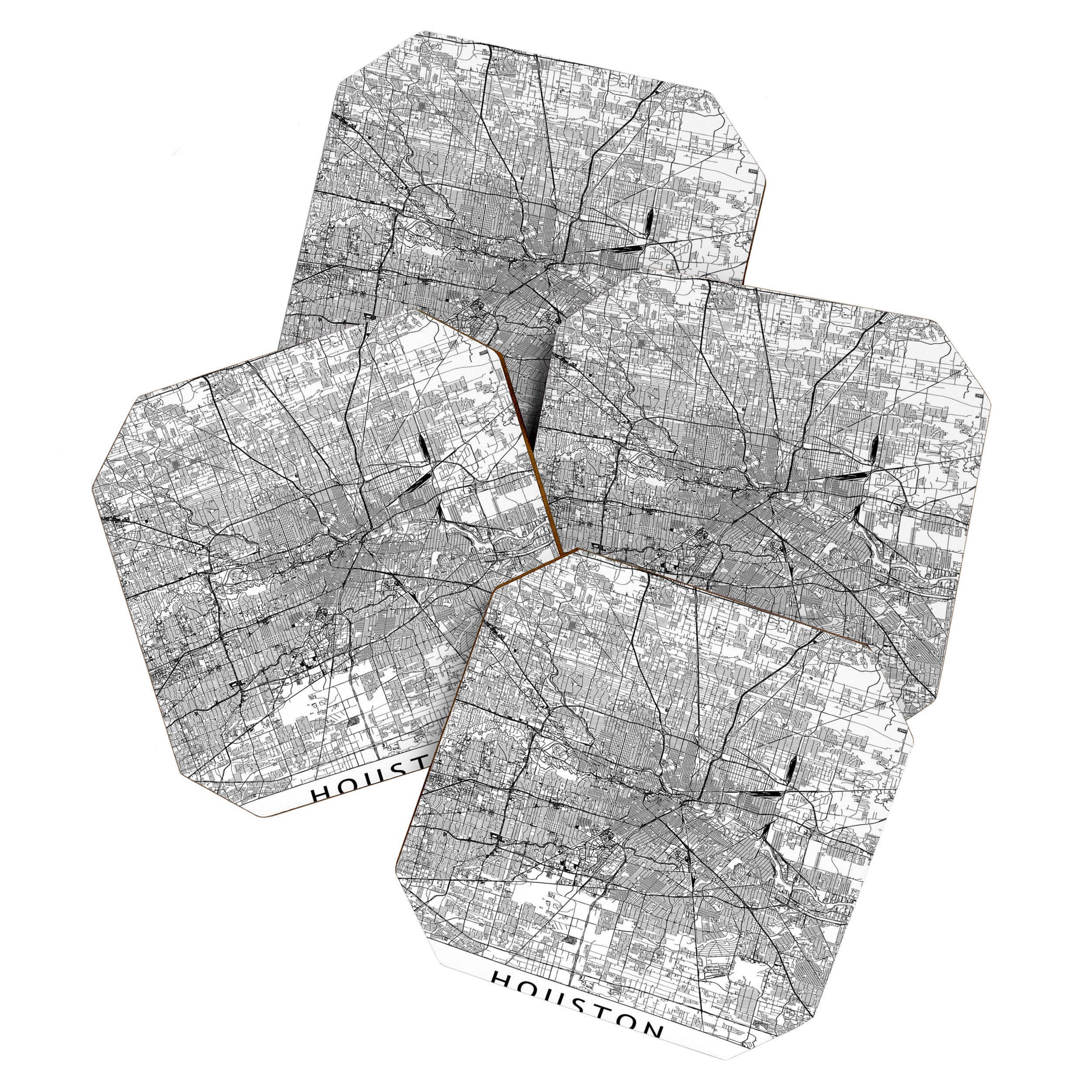 Houston White Map Coaster Gallery Image 1
