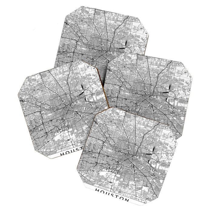 Houston White Map Coaster Gallery Image 1