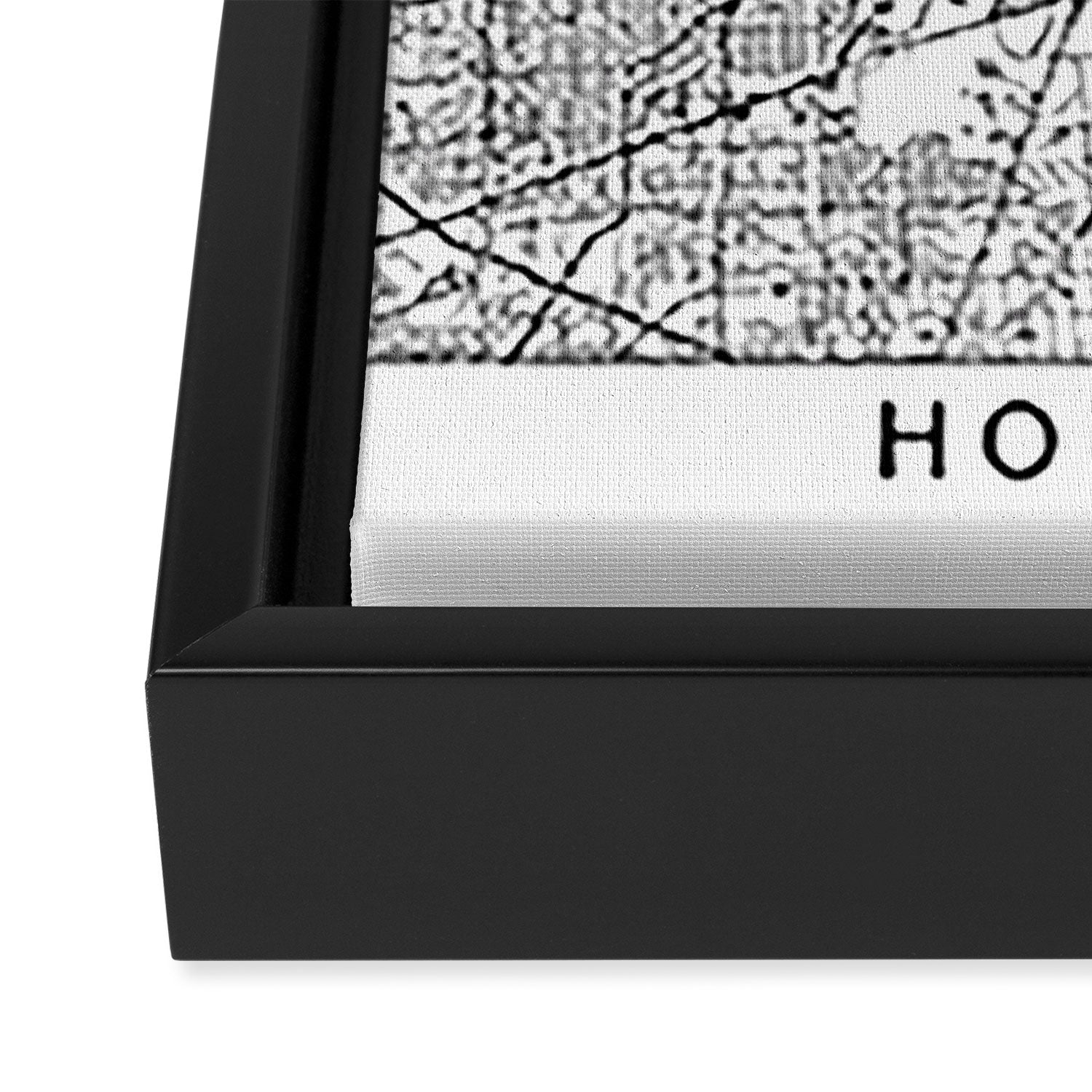 Houston White Map Framed Canvas Print Gallery Image 3