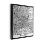Houston White Map Framed Canvas Print Gallery Image 2
