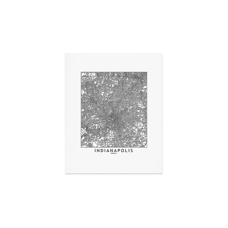 Indianapolis White Map Art Print Gallery Image 1