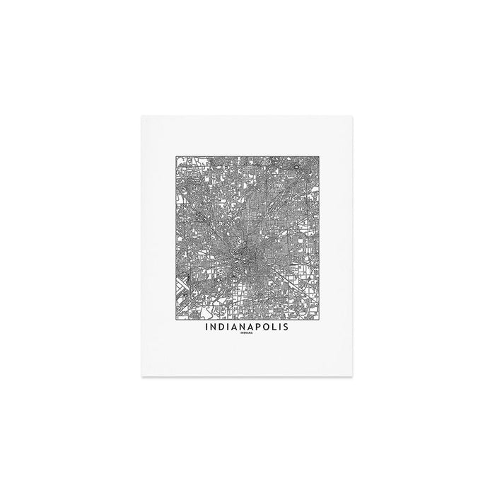 Indianapolis White Map Art Print Gallery Image 1