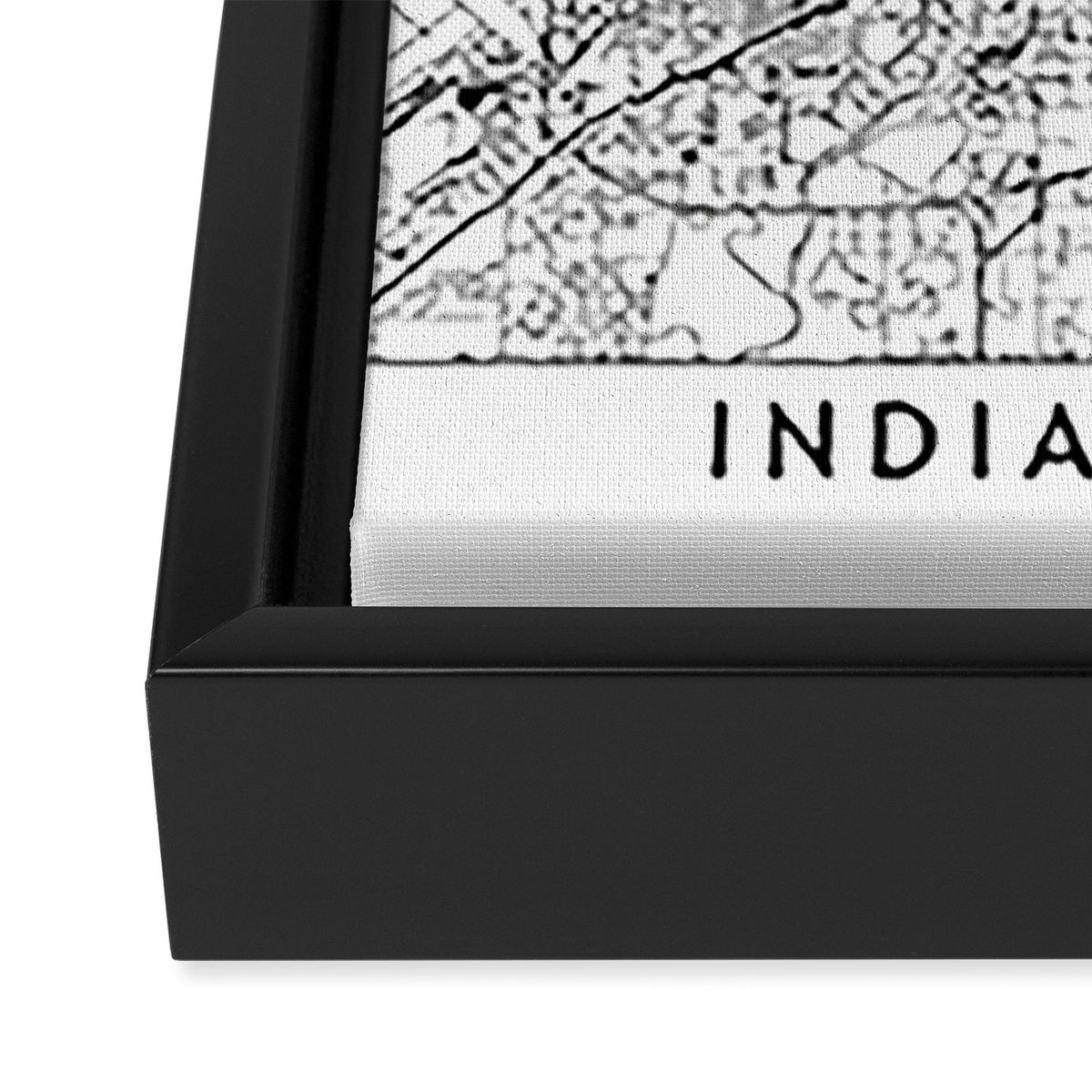 Indianapolis White Map Framed Canvas Print Gallery Image 3