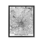Indianapolis White Map Framed Canvas Print Gallery Image 6