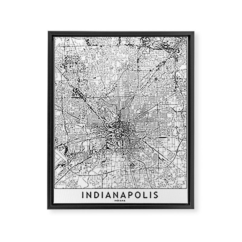Indianapolis White Map Framed Canvas Print Gallery Image 6