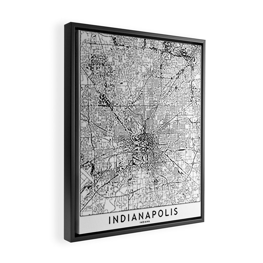 Indianapolis White Map Framed Canvas Print Gallery Image 2