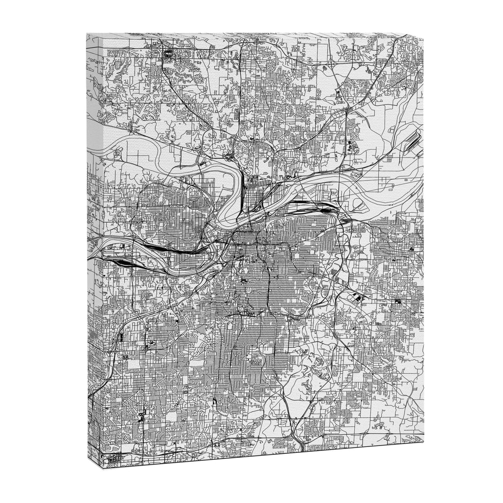 Kansas City White Map Canvas Print Gallery Image 8