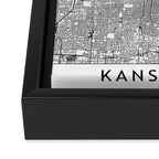 Kansas City White Map Framed Canvas Print Gallery Image 3