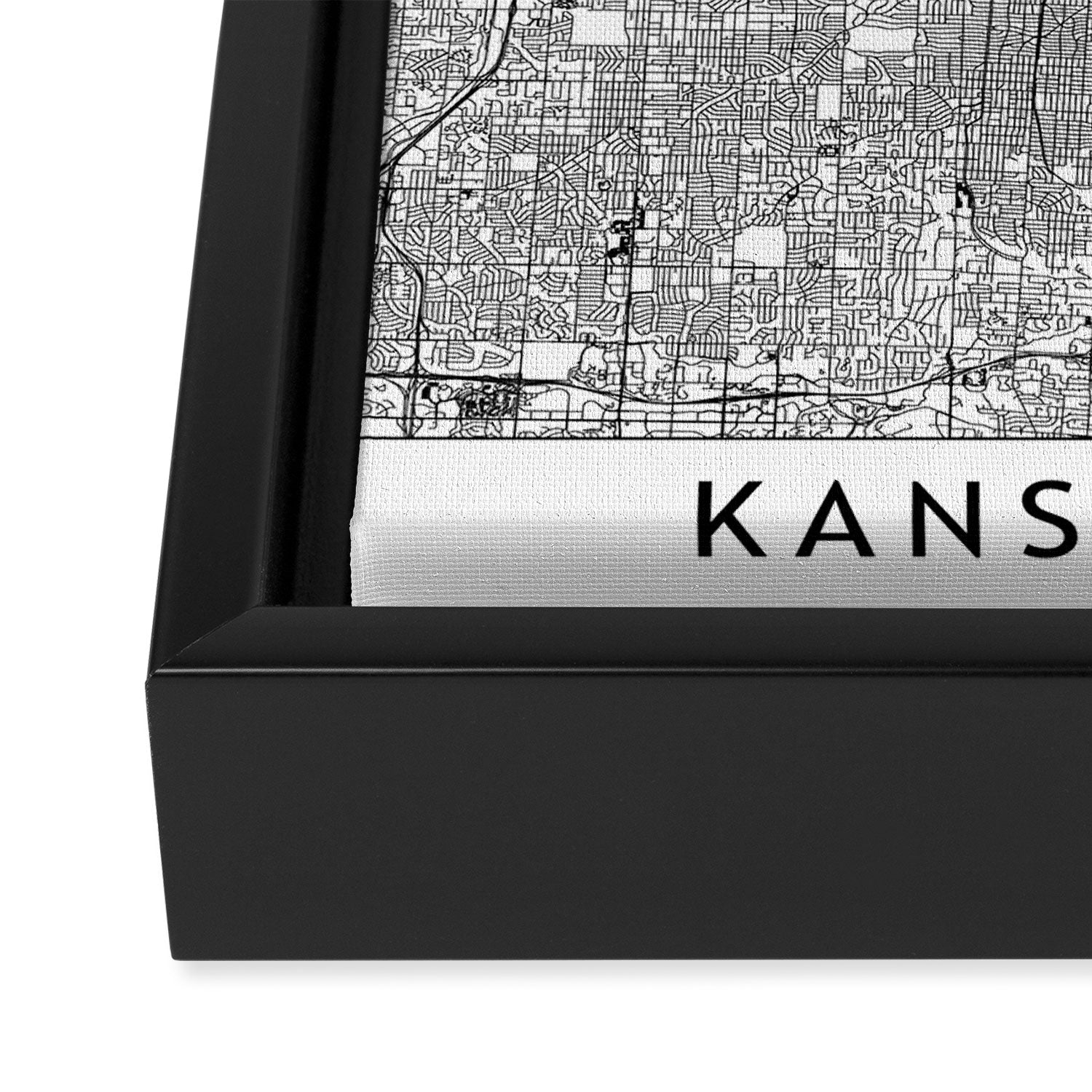 Kansas City White Map Framed Canvas Print Gallery Image 3
