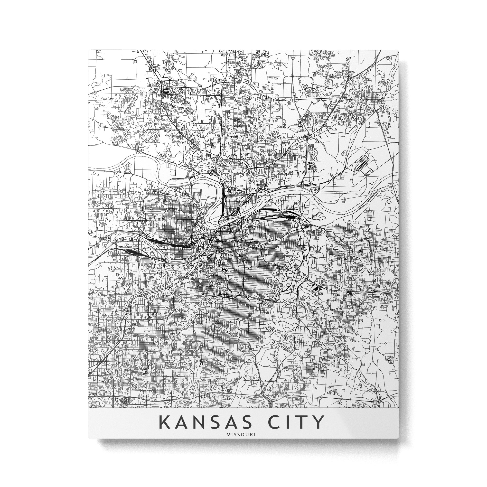 Kansas City White Map Metal Print Gallery Image 6