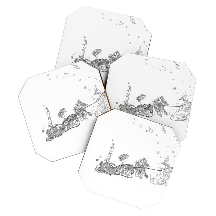 Key West White Map Coaster Gallery Image 1