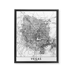 Las Vegas White Map Framed Canvas Print Gallery Image 6