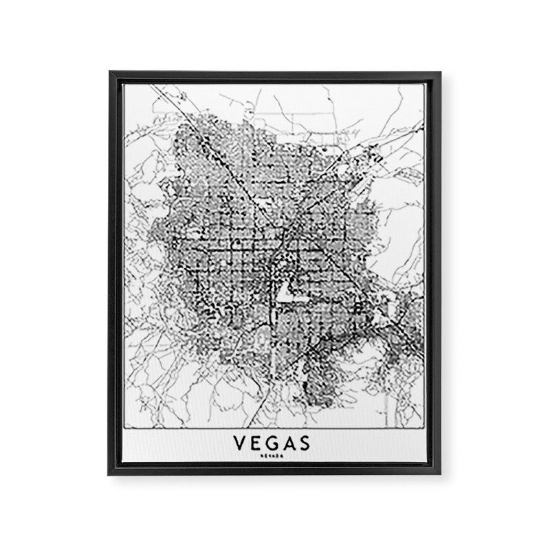 Las Vegas White Map Framed Canvas Print Gallery Image 6