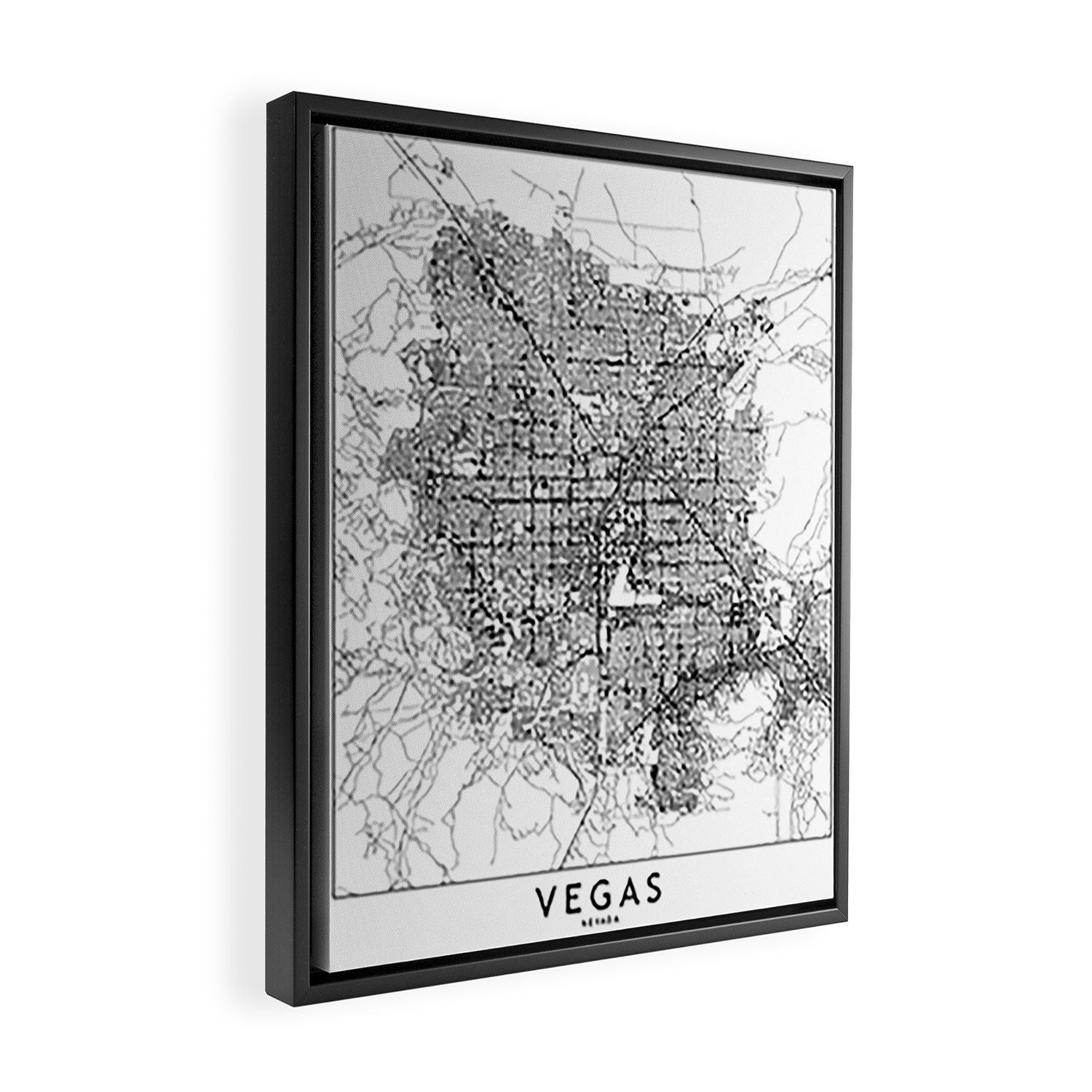 Las Vegas White Map Framed Canvas Print Gallery Image 2