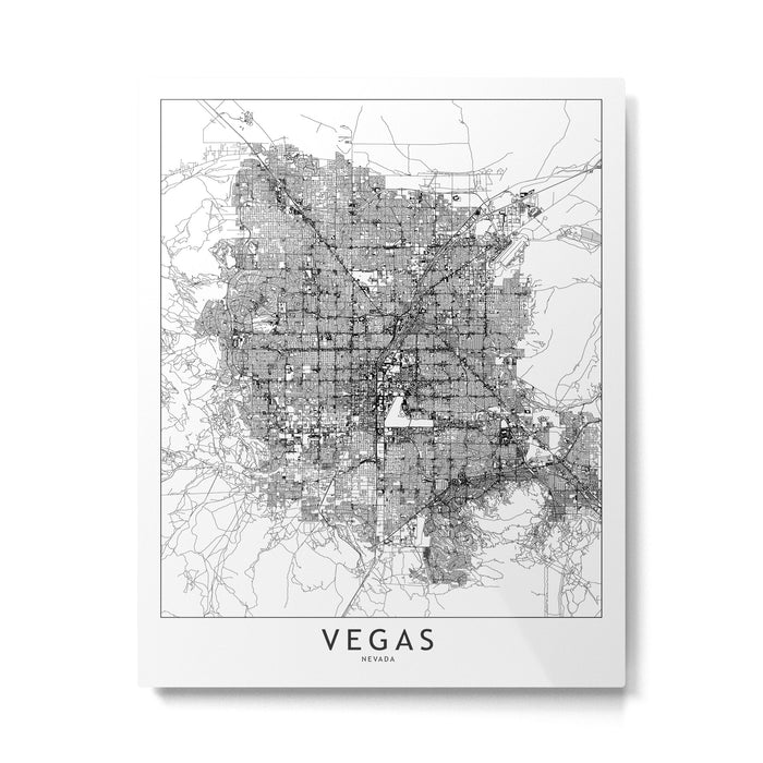 Las Vegas White Map Metal Print Gallery Image 1