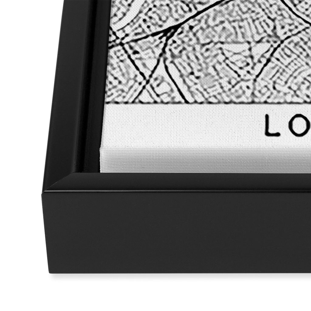 London White Map Framed Canvas Print Gallery Image 3