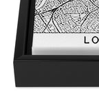 London White Map Framed Canvas Print Gallery Image 3