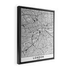 London White Map Framed Canvas Print Gallery Image 2
