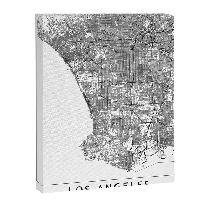 Los Angeles White Map Canvas Print Gallery Image 1