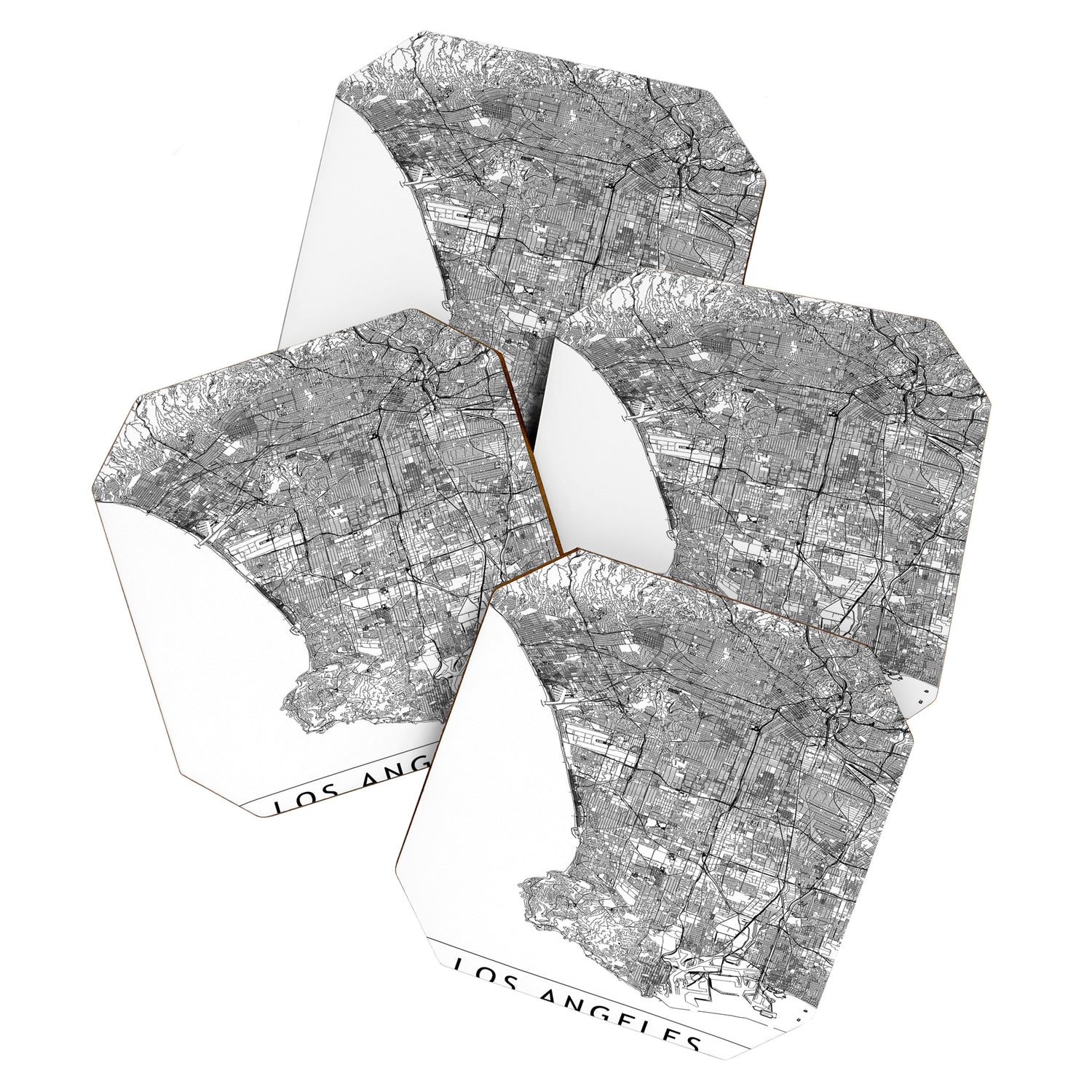Los Angeles White Map Coaster Gallery Image 1