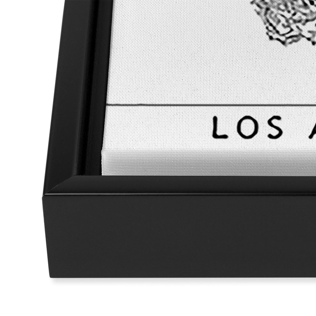 Los Angeles White Map Framed Canvas Print Gallery Image 3