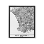 Los Angeles White Map Framed Canvas Print Gallery Image 6