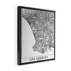 Los Angeles White Map Framed Canvas Print Gallery Image 2