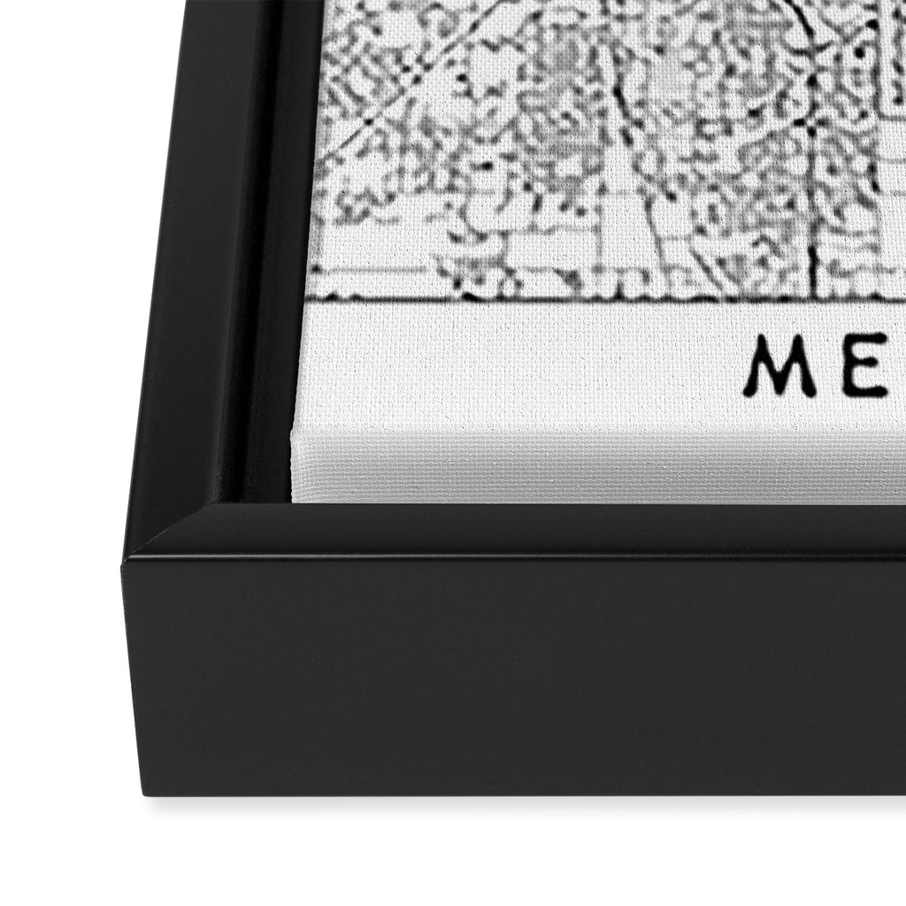 Memphis White Map Framed Canvas Print Gallery Image 3