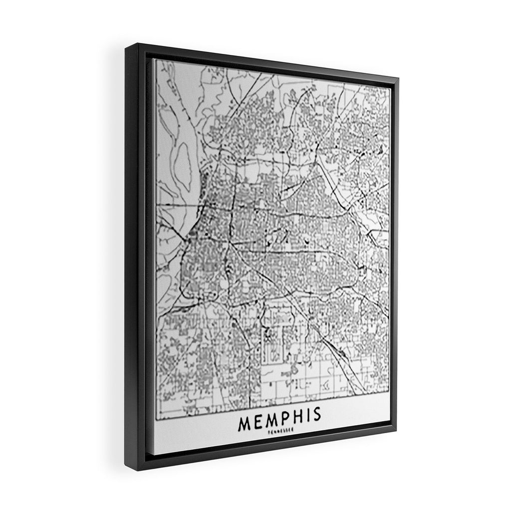 Memphis White Map Framed Canvas Print Gallery Image 2