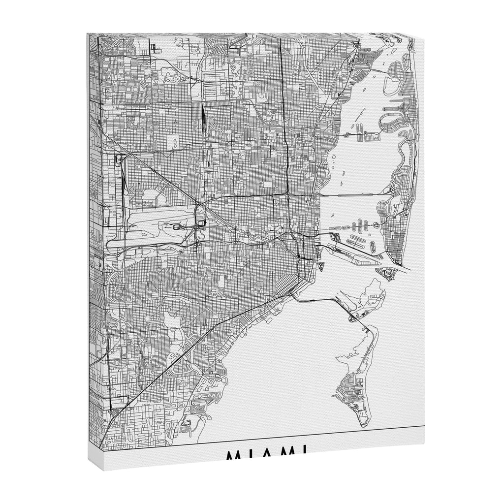 Miami White Map Canvas Print Gallery Image 6