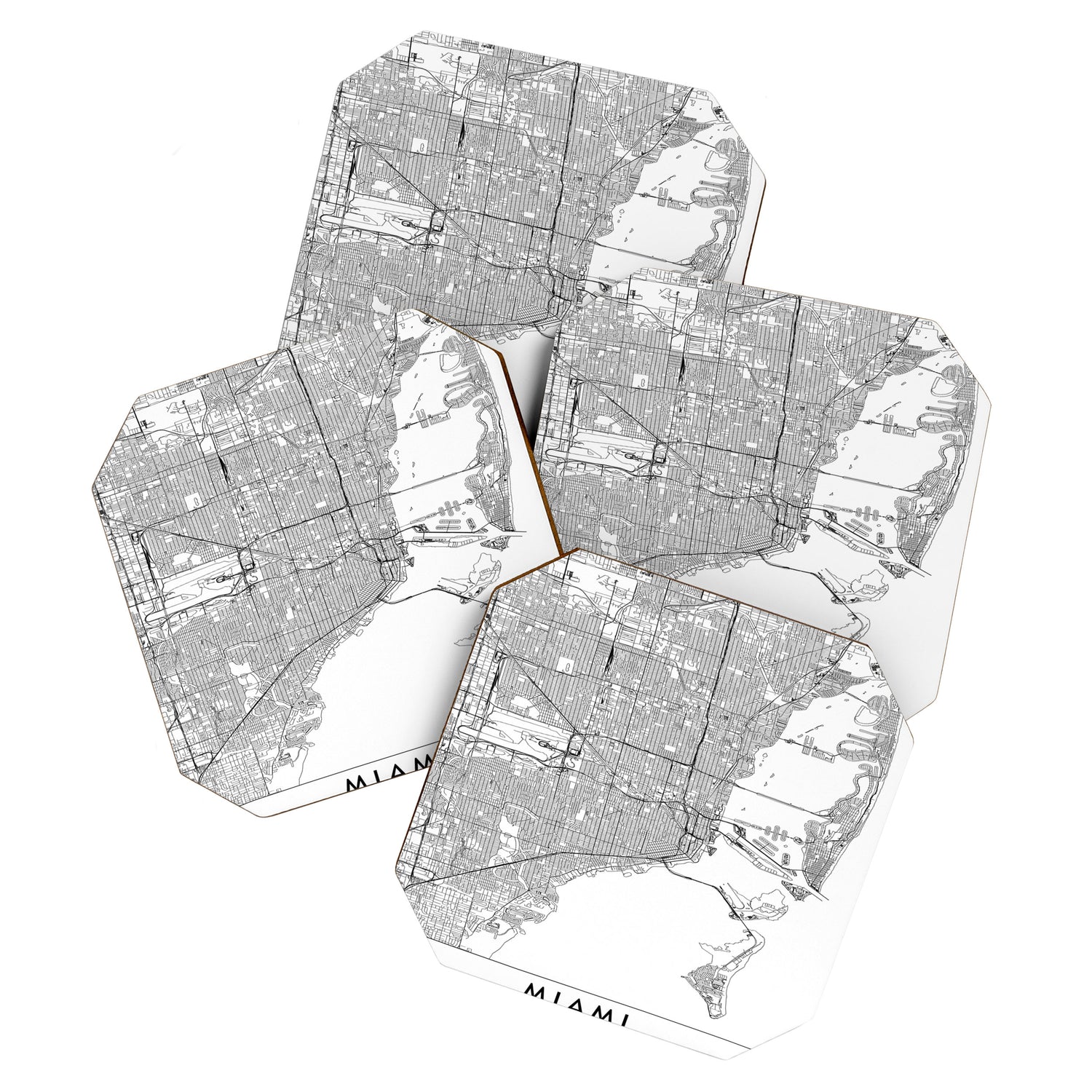 Miami White Map Coaster Gallery Image 1