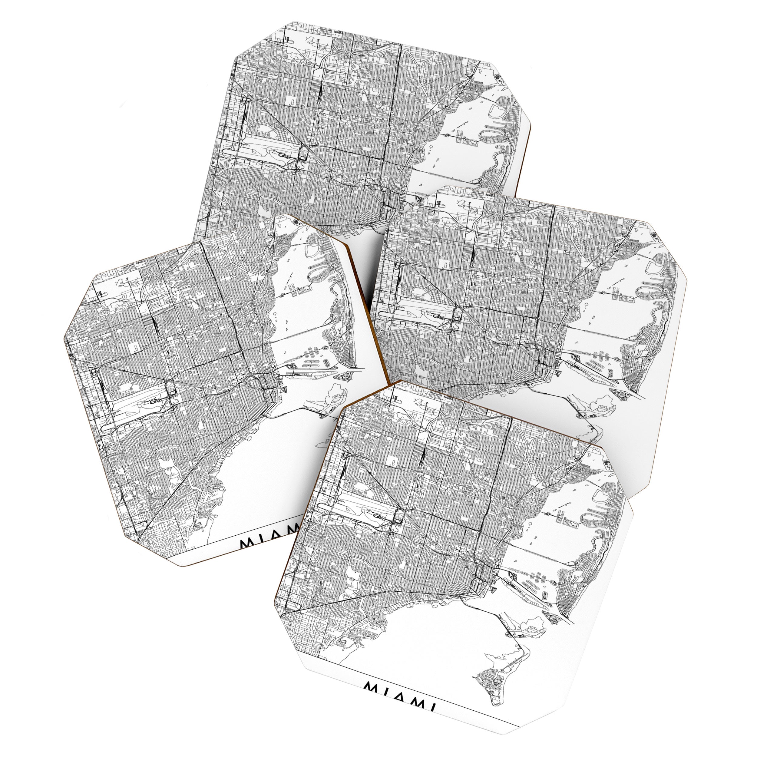 Miami White Map Coaster Gallery Image 1