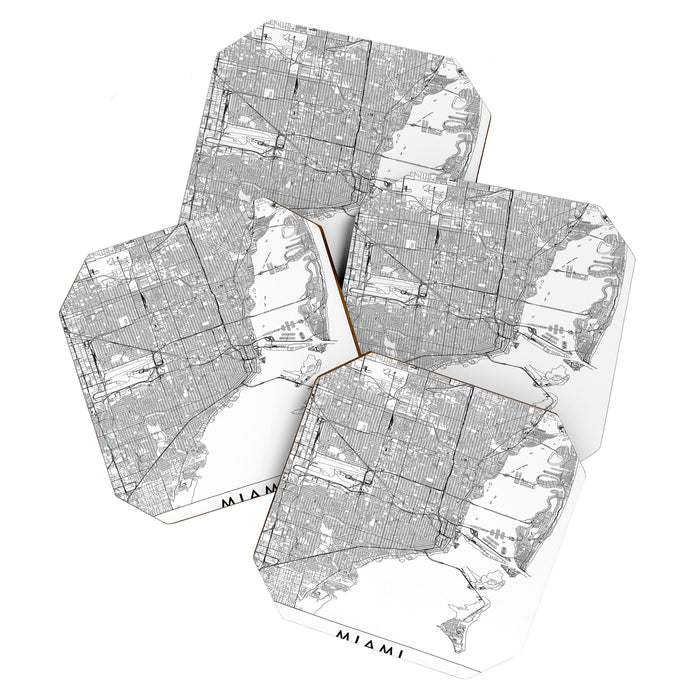 Miami White Map Coaster Gallery Image 1