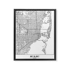 Miami White Map Framed Canvas Print Gallery Image 6