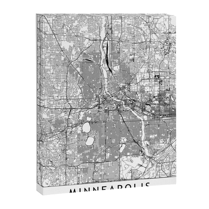 Minneapolis White Map Canvas Print Gallery Image 1