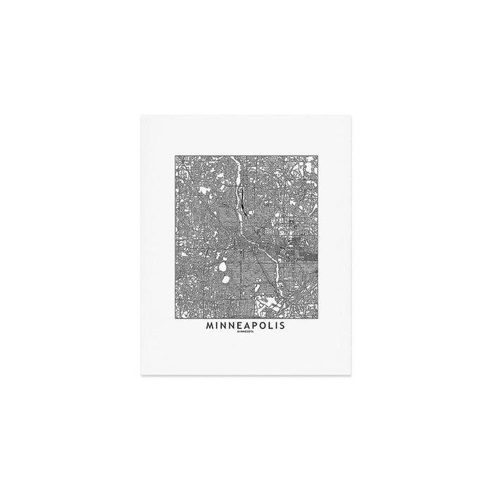Minneapolis White Map Art Print Gallery Image 1